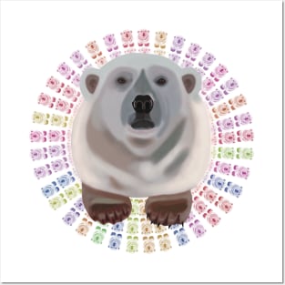 Polar Bear on rainbow bear pattern Posters and Art